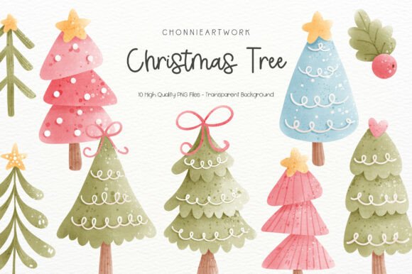 Download Watercolor Christmas Tree Clipart Bundle - Premium Resources